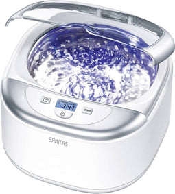 Sanitas SUR 42 Ultrasoonreiniger - 43 kHz - RVS container 550 ml - Digitaal timerdisplay - Verlicht LCD display - 5 Insteltijden - Automatische uitschakeling - Transparante deksel - Incl. zeef en houders - 2 Jaar garantie