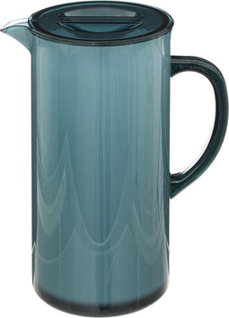 Sapkan/schenkkan karaf met deksel 1950 ml blauw - Formaat: 18 x 10,5 x 25 cm - Materiaal: kunststof