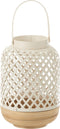 J-Line lantaarn Evi - bamboe - wit - small