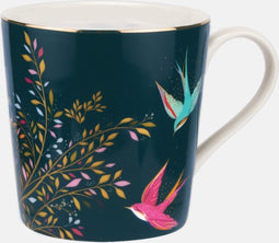 Sara Miller London - Chelsea Mug Dark Green - Mok - Donker groen - Vogels - Ø 9,8 cm, H 10,6 cm, 0,34 l