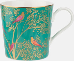Sara Miller London - Chelsea Mug Green- Mok - Groen - Vogels - Ø 9,8 cm, H 10,6 cm, 0,34 l