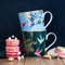Sara Miller London - Chelsea Mug Light Blue - Mok - Navy blauw - Vogels - Ø 9,8 cm, H 10,6 cm, 0,34 l