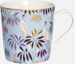 Sara Miller London - India Mug Sky Blue - Mok - Blauw - Vogels - Ø 9,8 cm, H 10,6 cm, 0,34 l