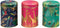 Sara Miller London - Set van 3 Bewaarbussen - Bewaarblik - Papegaai/Giraffe/Toekan - Rond - Blik - Ø 10,5 cm - Hoogte: 15 cm