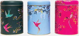 Sara Miller London - Set van 3 Bewaarbussen Paradise - Bewaarblik - Zwaluw/Paradijsvogel/Kolibrie - Rond - Blik - Ø 10,5 cm - Hoogte: 15 cm