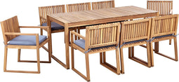 SASSARI II - Tuinset voor 8 - Lichthout/Blauw - FSC acaciahout