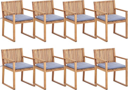SASSARI II - Tuinstoel set van 8 - Lichthout/Blauw - FSC Acaciahout