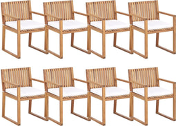 SASSARI II - Tuinstoel set van 8 - Lichthout/Wit - FSC Acaciahout