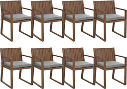 SASSARI - Tuinstoel set van 8 - Donkerhout/Grijs - Acaciahout