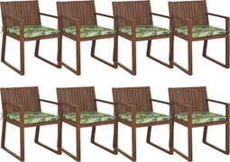 SASSARI - Tuinstoel set van 8 - Donkerhout/Groen - Acaciahout