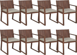 SASSARI - Tuinstoel set van 8 - Donkerhout/Taupe - Acaciahout