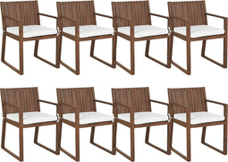 SASSARI - Tuinstoel set van 8 - Donkerhout/Wit - Acaciahout