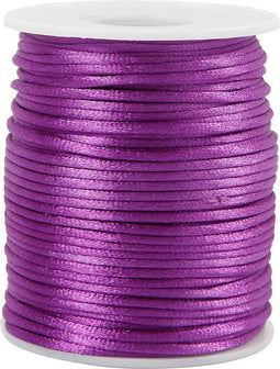 Satijnkoord - Satijnen Hobbykoord - Glanzend - paars - Rond - Decoratie - DIY - Dikte: 2mm - 50 mtr - Creotime - 1 rol