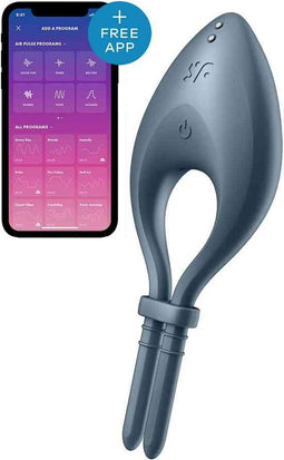 Satisfyer, bluetooth penisring, Bullseye, met app, waterdicht, oplaadbare batterij, in maat verstelbaar