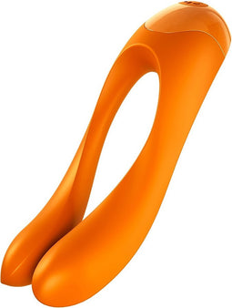 Satisfyer, vibrator, vingervibrator, 'Candy Cane', met batterij, medische siliconen, 10 cm