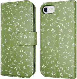 iMoshion Hoesje Geschikt voor iPhone 6 / 6s / 7 / 8 / SE (2020) / SE (2022) Hoesje Met Pasjeshouder - iMoshion Design Bookcase smartphone - Groen / Green Flowers