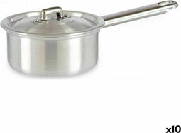 Sauspan met deksel Ø 12 cm Zilverkleurig Aluminium 600 ml (10 Stuks)
