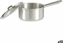 Sauspan met deksel Ø 14 cm Zilverkleurig Aluminium 1 L (10 Stuks)