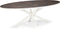 Stalux Ovale eettafel 'Mees' 180 x 100cm, kleur wit / lederlook bruin