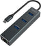 Savio AK-57 USB-C - 3 x USB-A HUB with RJ-45 Gigabit Ethernet adapter 5000 Mbit/s grey 2 x USB 3.2 Gen 2 (3.1 Gen 2) Type-C 1000 Mbit/s