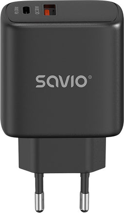 Savio LA-06/B USB Quick Charge Power Delivery 3.0 30W Internal charger Headset, Muis, Tablet, Telefoon, Horloge Zwart Buiten