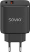 Savio LA-06/B USB Quick Charge Power Delivery 3.0 30W Internal charger Headset, Muis, Tablet, Telefoon, Horloge Zwart Buiten