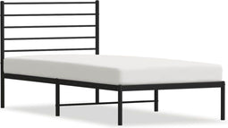 vidaXL - Bedframe - met - hoofdbord - metaal - zwart - 107x203 - cm
