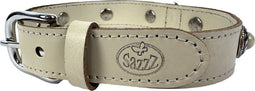 Sazzz halsband voor hond adventure stone classic leer creme 32-39x2,5 cm