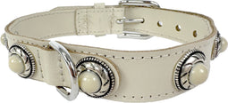 Sazzz halsband voor hond adventure stone classic leer creme 42-50x2,5 cm