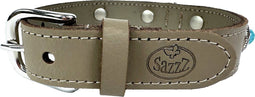 Sazzz halsband voor hond adventure stone classic leer taupe 27-33x2,5 cm