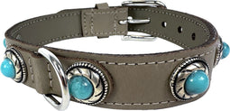 Sazzz halsband voor hond adventure stone classic leer taupe 32-39x2,5 cm