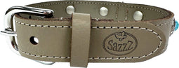 Sazzz halsband voor hond adventure stone classic leer taupe 37-45x2,5 cm