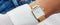 Cluse La Tétragone - Polshorloge - 28.5 mm - Goudkleurig mesh bandje - Wit