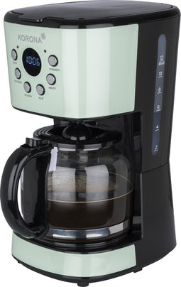 Korona 10665 | Retro koffiezetapparaat | 1,5 liter | LCD-display | Koffiezetapparaat incl. permanent koffiefilter | Koffiezetapparaat met glazen kan |Vintage koffiezetapparaat filterkoffie | Kleur: Mint - Groen