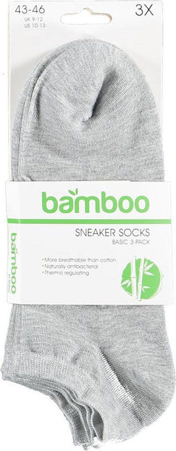 Apollo - Basic Sneakersokken - Bamboe Naadloos - Grijs (3-pack)