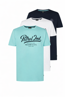 Petrol Industries Classic T-Shirt Heren - Set van 3 - Wit Blauw Navy - Maat S (set van 3)