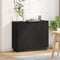 vidaXL - Zwart - Eiken - Dressoir - met - LED, - 90x32x75 - cm, - Gemaakt - van - Engineered - Hout