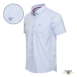 Cappuccino Italia Bronte Shirt Streepjes Lichtblauw - Maat 3XL