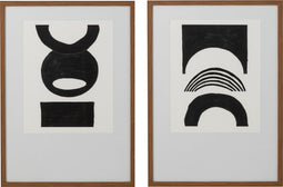 J-Line Kader Vormen Mdf/Glas Bruin/Wit/Zwart Assortiment Van Twee