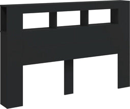 Hoofdeinde met LED 160x18,5x103,5 cm bewerkt hout zwart
