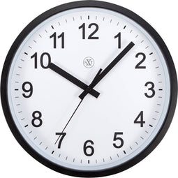 Wandklok 25.5cm-Stil-Zwart/Wit-Plastic-nXt Robust