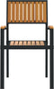 vidaXL - Tuinstoelen - 2 - stuks - Stapelbaar - Zwart - Massief - Acacia - & - Metaal