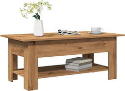 vidaXL - Salontafel - 102x55x42 - cm - bewerkt - hout - artisanaal - eikenkleur