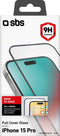 SBS Full Cover Screenprotector geschikt voor Apple iPhone 15 Pro Glazen Screenprotector - Case Friendly - Zwart
