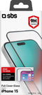 SBS Screenprotector geschikt voor Apple iPhone 15 Glazen | SBS Full Cover Screenprotector - Case Friendly - Zwart