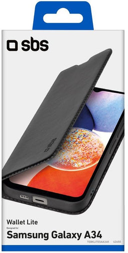 SBS Wallet Lite - Telefoonhoesje geschikt voor Samsung Galaxy A34 Hoesje Bookcase - Zwart