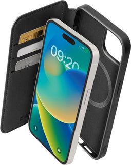 SBS Wallet Mag Telefoonhoesje geschikt voor Apple iPhone 15 Hoesje Bookcase MagSafe Compatible - Zwart
