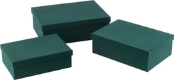 J-Line doos Rechthoekig - fluweel/papier - groen - 3 stuks