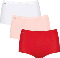 Sloggi Basic+ - Maxi Onderbroek Dames - 3-pack - Kleur: wit roze rood (3-pack)