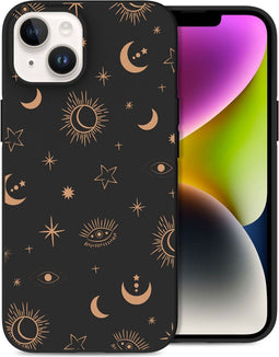 iMoshion Hoesje Geschikt voor iPhone 14 Hoesje Siliconen - iMoshion Design hoesje - Zwart / Stars Sky